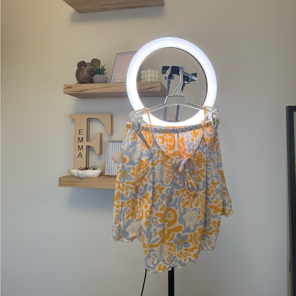 NOBO Yellow and Gray Floral Pajama Shorts